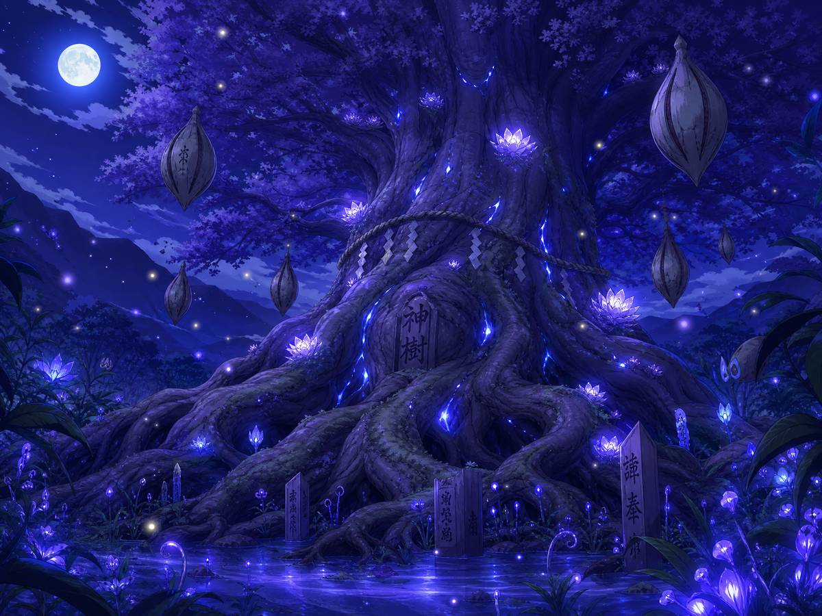 抖音风视频-千年古树夜间生态视频记录